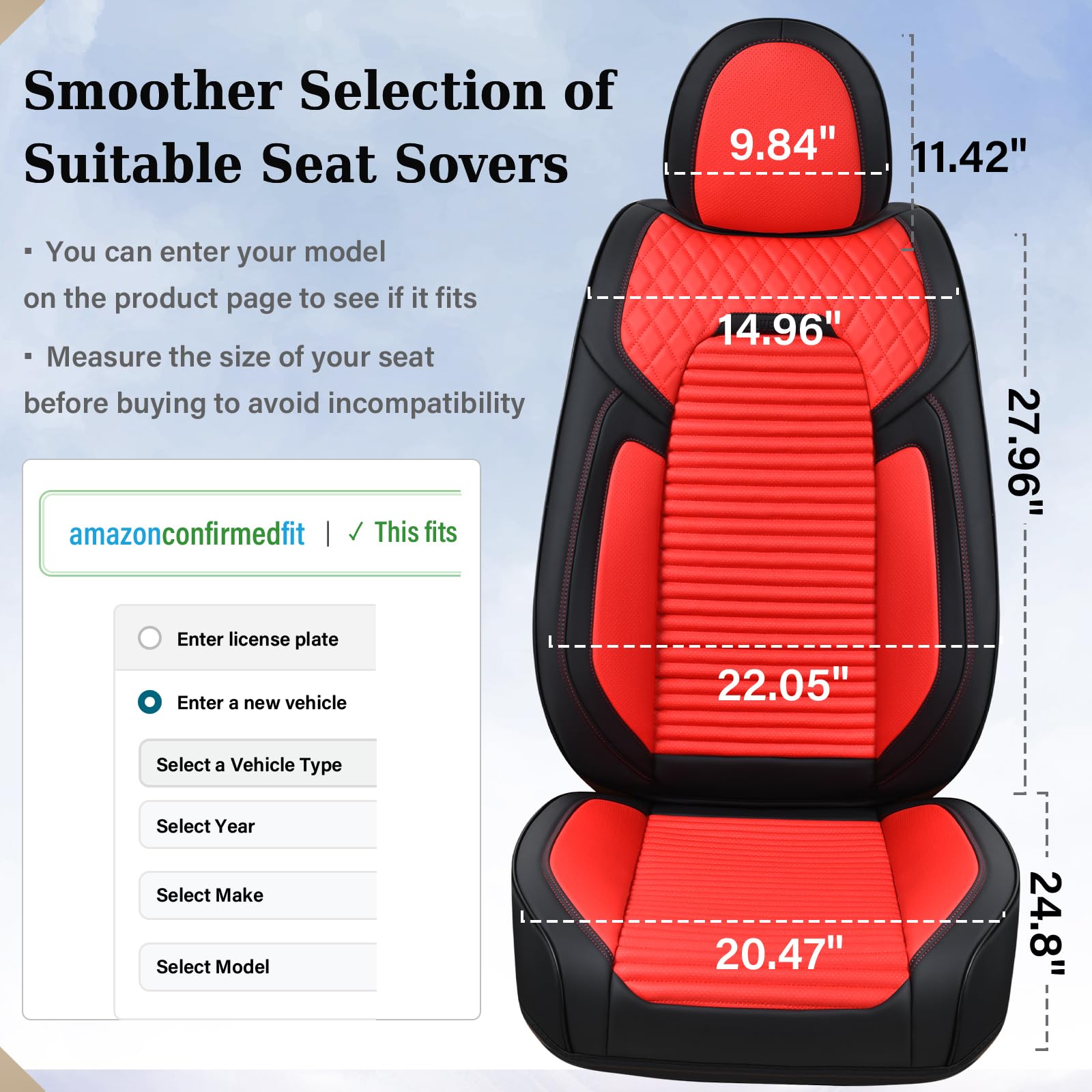 Premium Leather Car Seat Covers Full Set - Waterproof Universal Fit for Sedans, SUVs, Trucks & Vans | Durable Seat Protectors with Anti-Slip Design | Perfect for Daily Commute, Road Trips & Family Travel (Red)