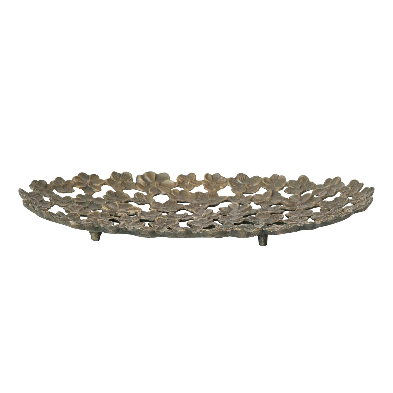 Vintage Gold Aluminum Flower Tray - Elegant Decorative Serving Platter for Weddings, Parties & Home Decor | Rust-Resistant Metal Centerpiece for Dining Table, Coffee Table & Shelf Display