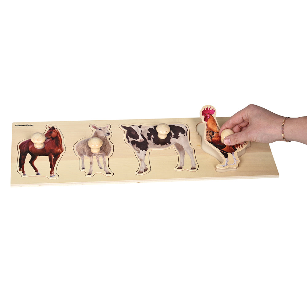 Extra Wide Knobbed Puzzle - Farm Animals Toy for Toddlers & Kids | Montessori Learning & Fine Motor Skills Development | Perfect for Preschool, Daycare & Home Play