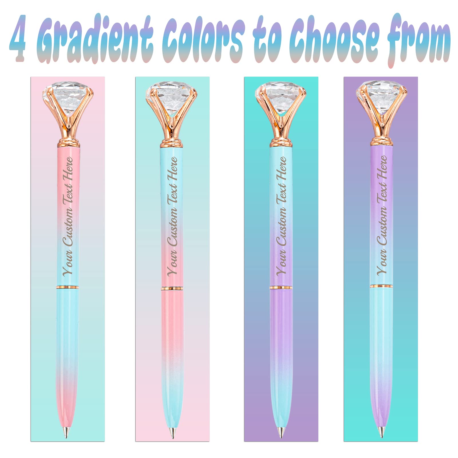 96-Pack Personalized Engraved Diamond Ballpoint Pens - Custom Name Black Ink Pens for Graduation, Birthday, Wedding Gifts - Bulk Office Supplies & Party Favors