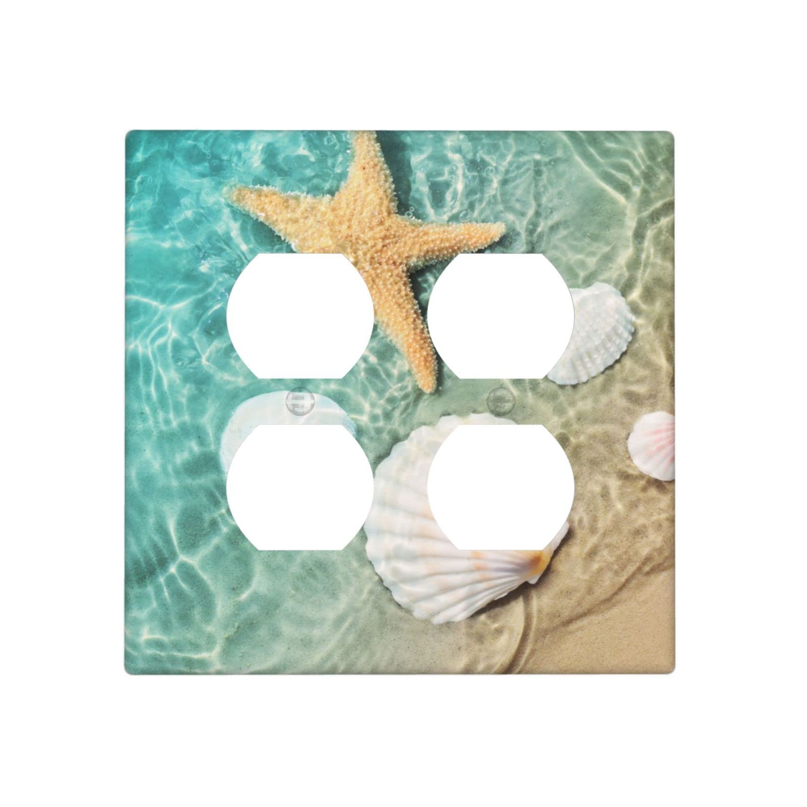 Ocean Beach Theme Light Switch Covers - Decorative Bathroom & Bedroom Outlet Plates - Stylish Double Duplex Socket Cover for Coastal Home Decor | Perfect for Bathroom, Bedroom, and Beach House Interiors