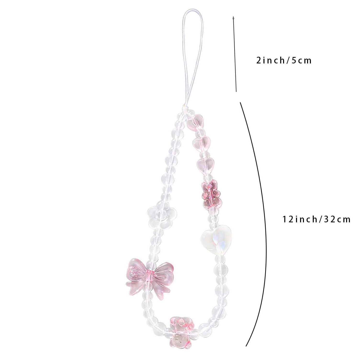 Beaded Phone Lanyard Wrist Strap - Adjustable Pearl Chain Phone Charm for iPhone Samsung - Perfect for Work, Travel, and Daily Use