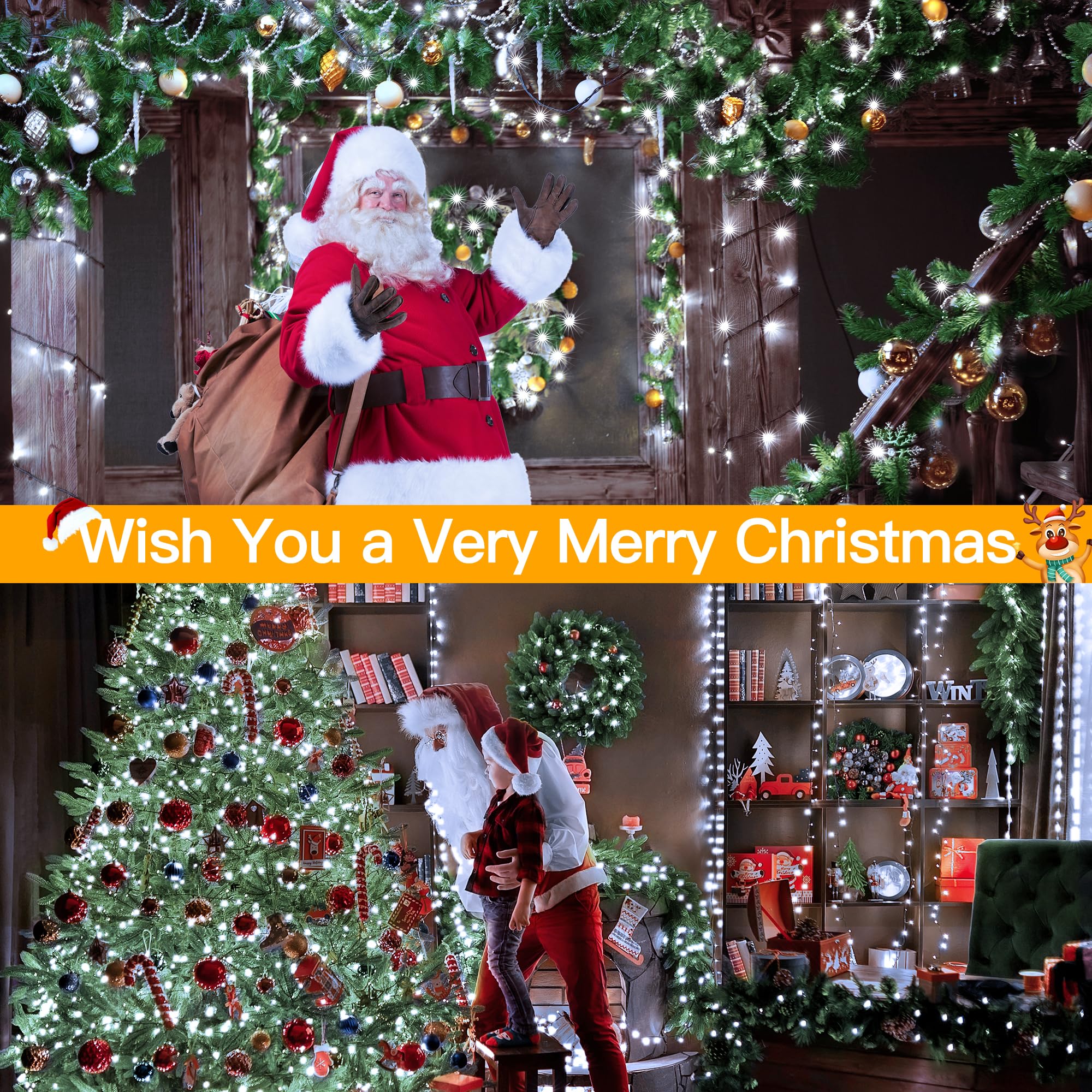 400LED 132FT Christmas Tree Lights with Remote & Timer - 8 Modes Waterproof Outdoor String Lights for Indoor/Outside Decor - Cool White | Perfect for Xmas, Thanksgiving, Holiday Parties & Home Decorations