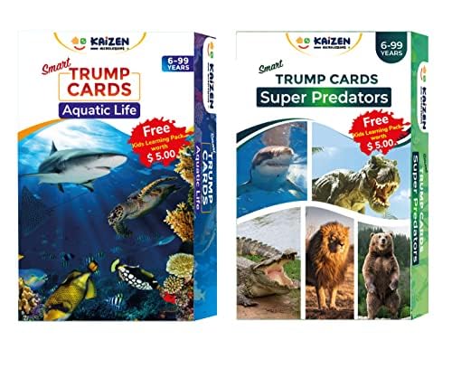 Smart Trump Cards Game Set - Predators & Aquatic Life Combo | Fun Educational Card Game for Kids & Adults | Perfect for Family Game Nights & Classroom Learning