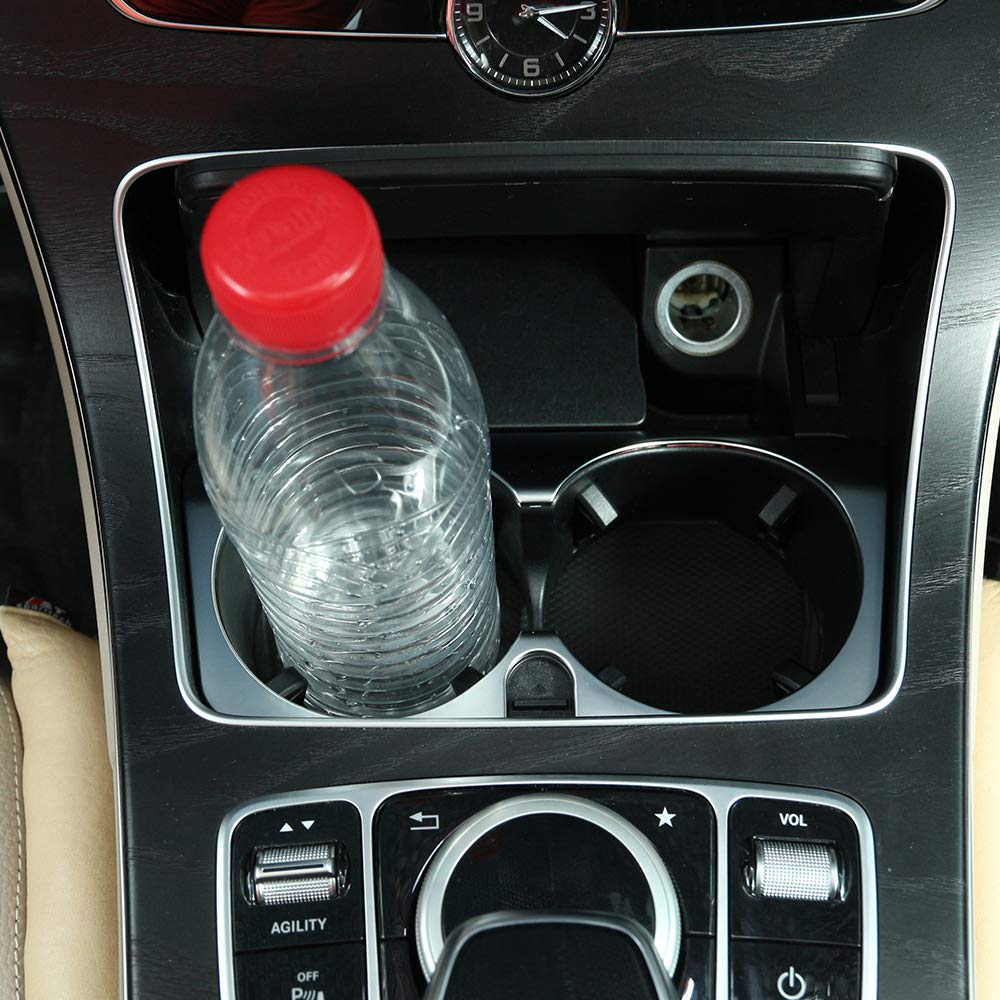 LLKUANG ABS Matte Center Console Cup Holder Frame Trim for Mercedes Benz E Class W205, C Class W213, GLC Class X253 (2015-2019) - Upgrade Interior Accessory for Car Organization & Stylish Protection