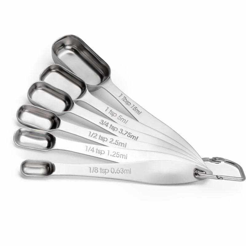 6-Piece Stainless Steel Measuring Spoon Set - Stackable, Nesting Spoons for Baking, Cooking & Coffee (1/8 tsp to 1 tbsp) - Perfect for Home Kitchen & Professional Use