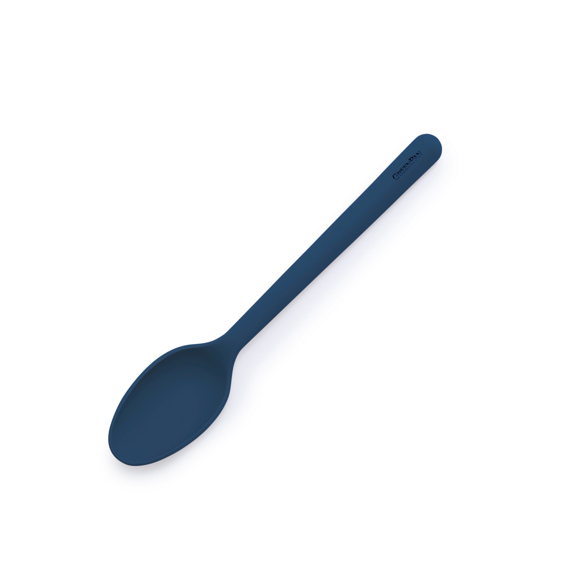 Premium Platinum Silicone Cooking Spoon - Durable & Heat-Resistant Kitchen Utensil for Baking, Stirring & Serving - Navy Blue