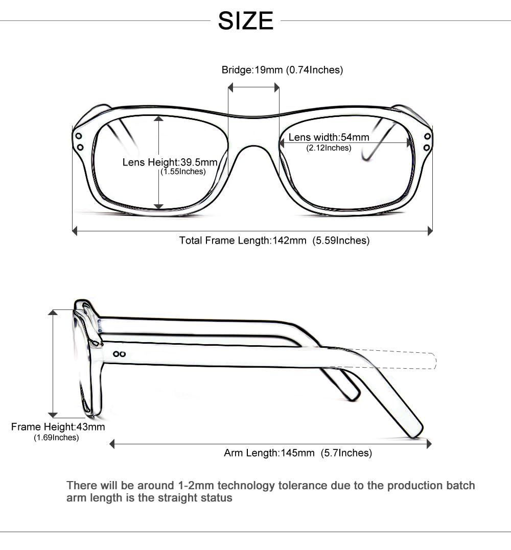 Vintage Square Eyeglasses for Men - Kingsmen Style Acetate Frame Clear Lens Glasses MPO847DTO - Perfect for Retro Fashion, Cosplay & Everyday Wear
