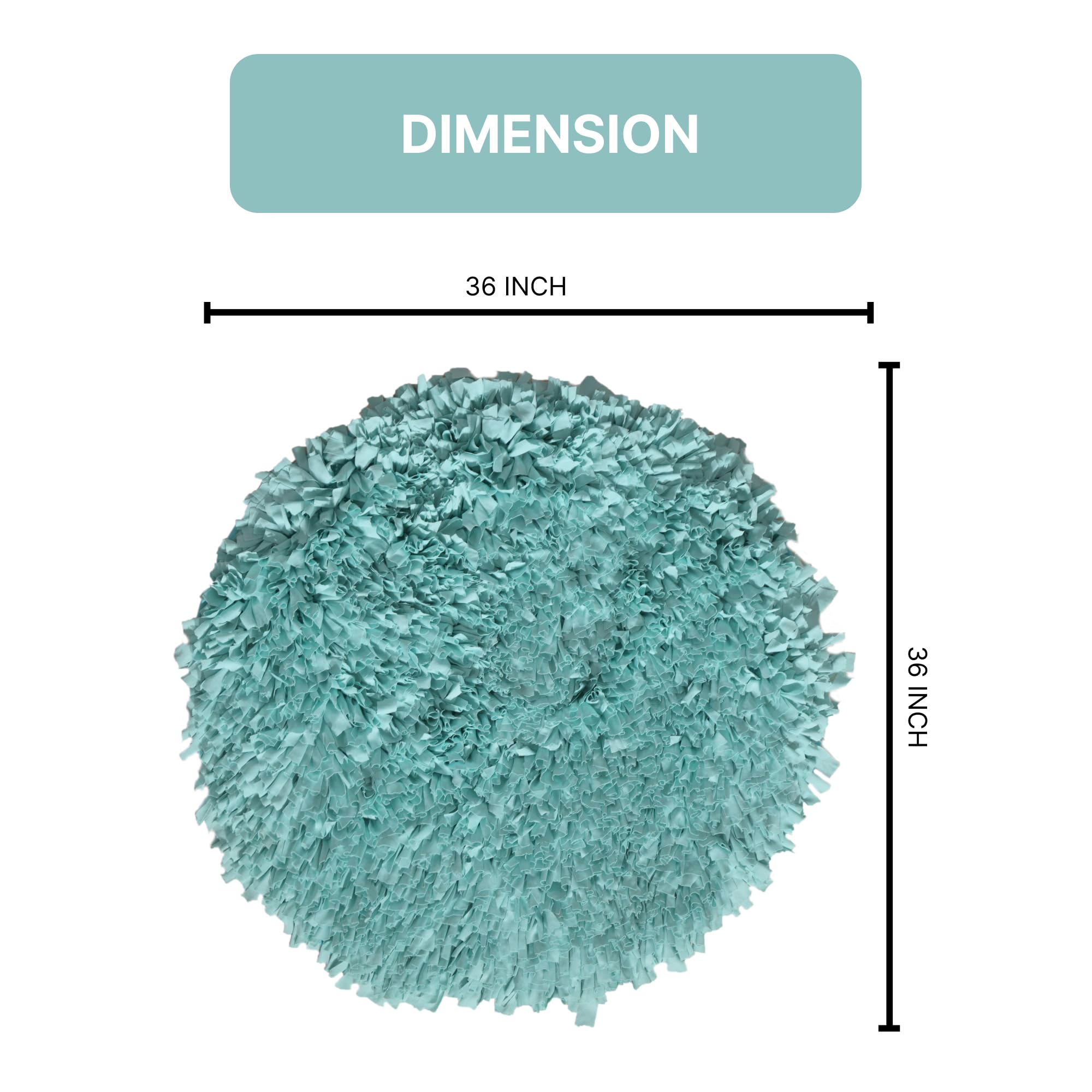 Premium Soft Shaggy Round Rug - Machine Washable Non-Slip Indoor Carpet for Living Room & Bedroom - Foldable Easy Clean Home Decor - 3' Aqua Accent Floor Mat - Perfect for Cozy Spaces, Nursery & Apartment Decor