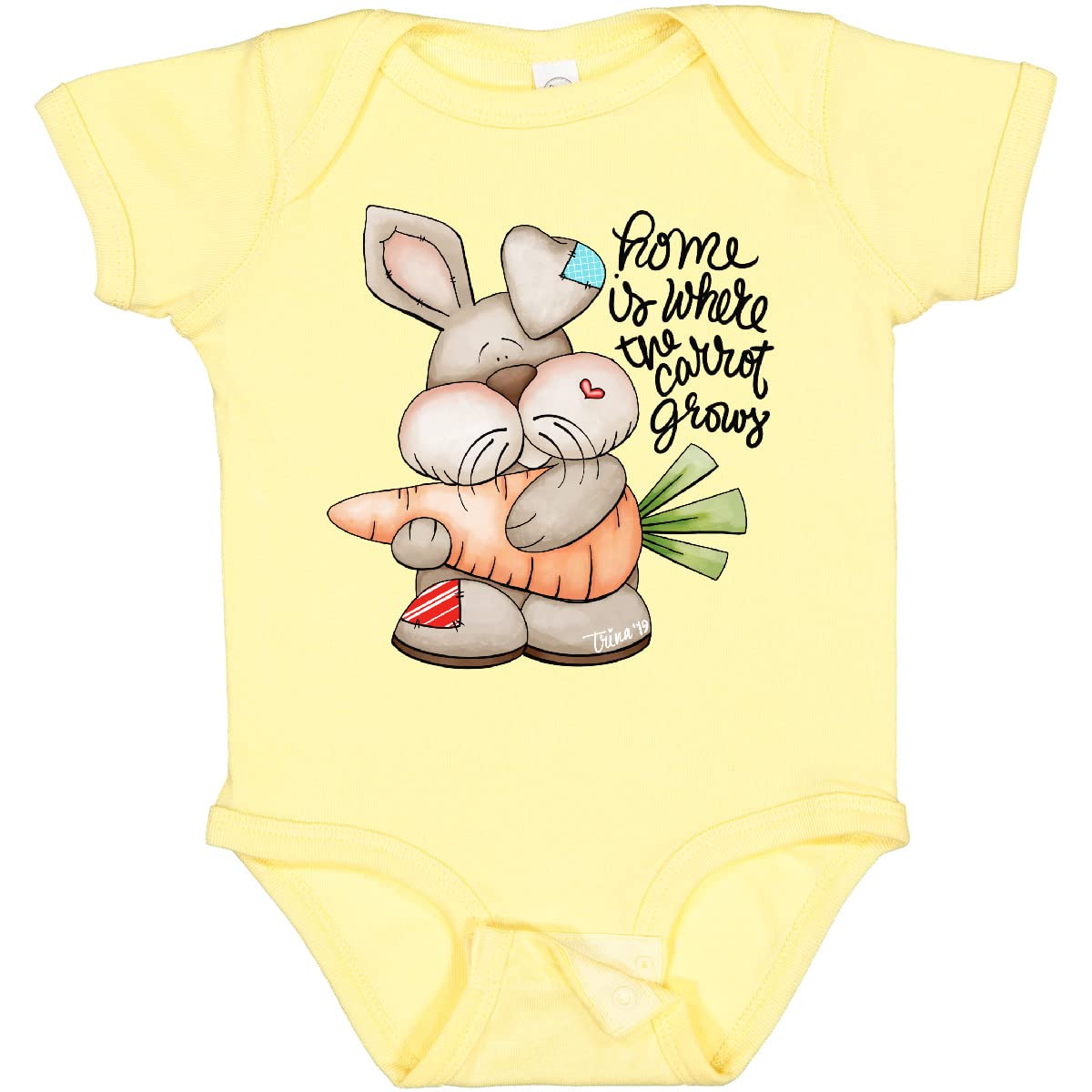 Inktastic 'Home is Where the Carrot Grows' Bunny Rabbit Baby Bodysuit - Soft Cotton Onesie for Newborns & Infants | Perfect Gift for Easter, Baby Showers & Family Photos