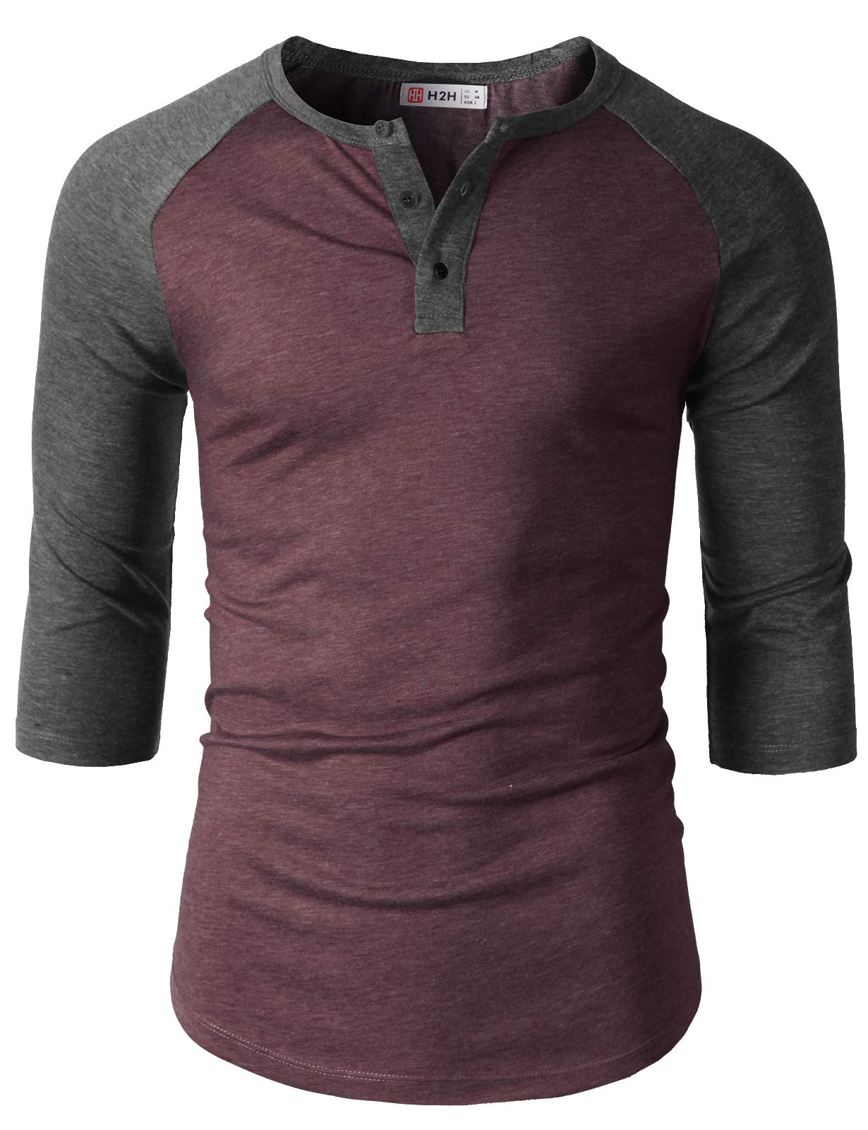 Men's Casual Slim Fit Henley T-Shirt - Raglan Long & 3/4 Sleeve Baseball Jersey Shirt for Everyday Wear, Gym & Street Style