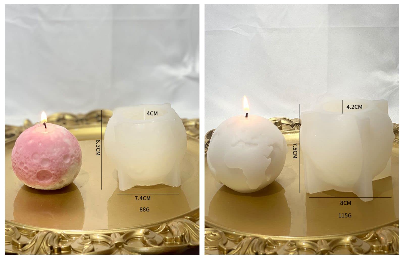 3D Globe Shaped Earth & Moon Candle Molds for DIY Candle Making - Epoxy Resin Mold, Aromatherapy Scented Candle & Soap Molds, Desktop Decorations - Perfect for Home Decor, Gifts, and Relaxation