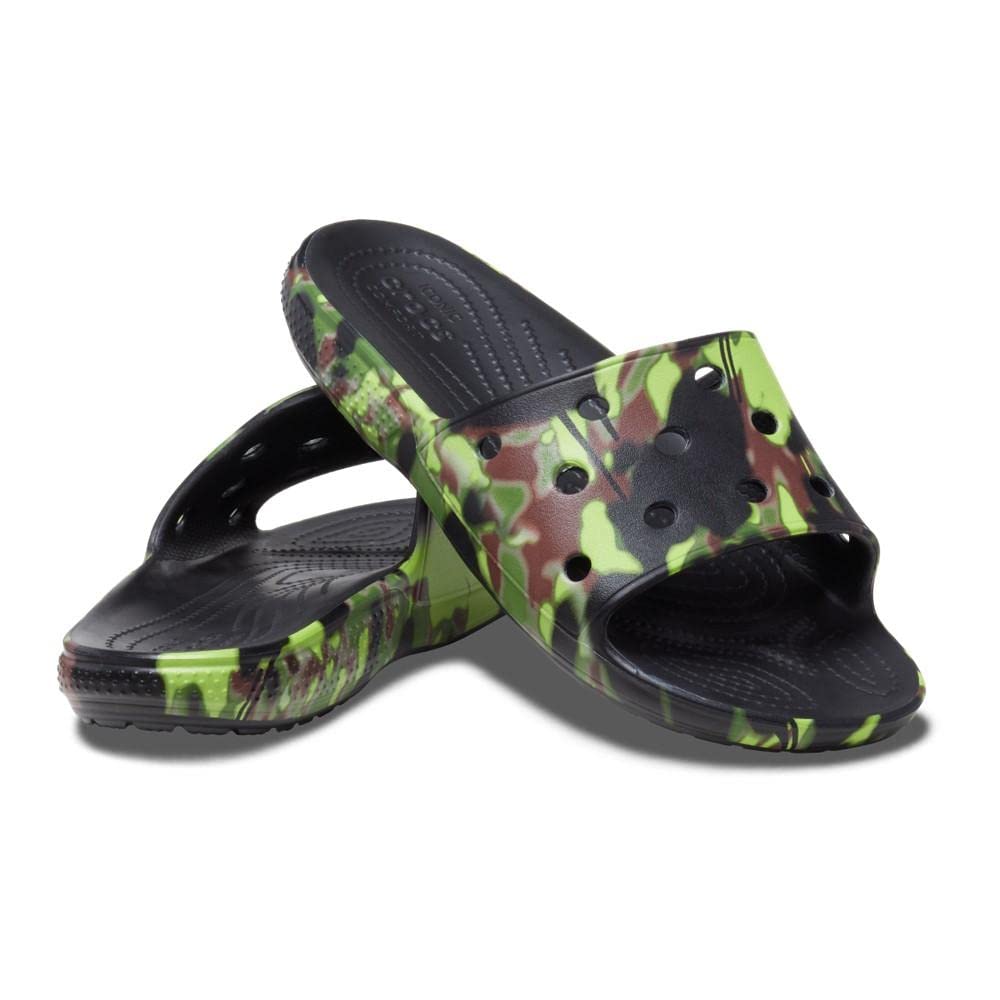 Crocs Unisex-Adult Classic Spray Camo Slide Sandals - Comfortable Waterproof Slip-On Shoes for Men & Women - Perfect for Beach, Pool, and Outdoor Activities