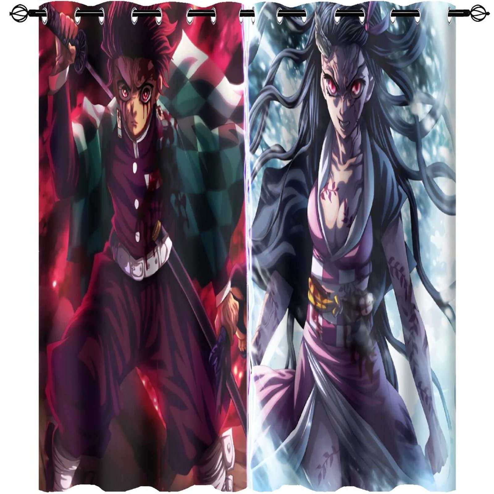 PIGUDA Anime Themed Blackout Curtains - Cool Home Decor for Bedroom, Living Room & Study - Perfect for Anime Fans, Dorm Rooms & Light Blocking Needs