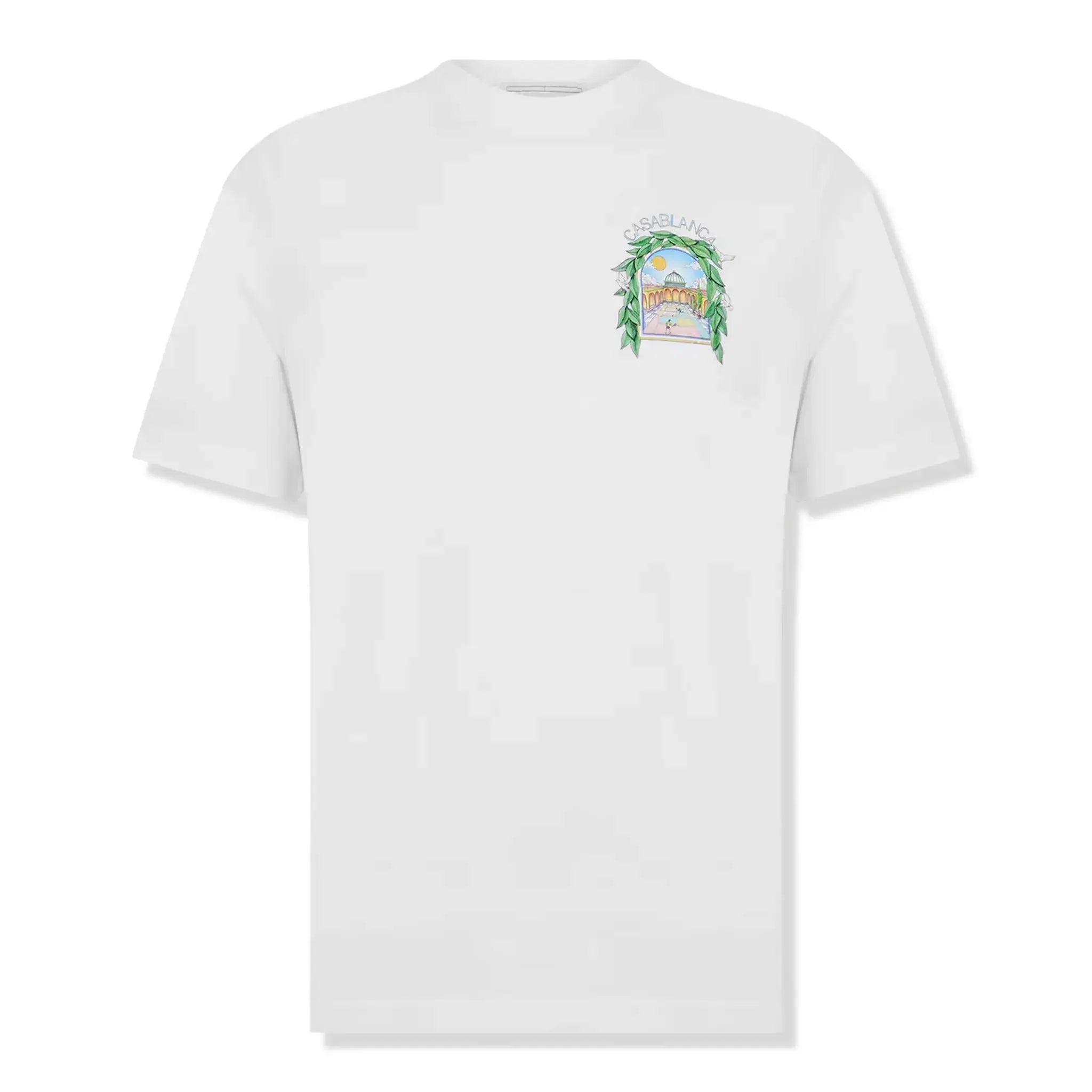 Casablanca Casa Larche Tennis White T-Shirt for Men - Premium Cotton Short Sleeve Tee - Perfect for Casual Wear, Sports & Street Style