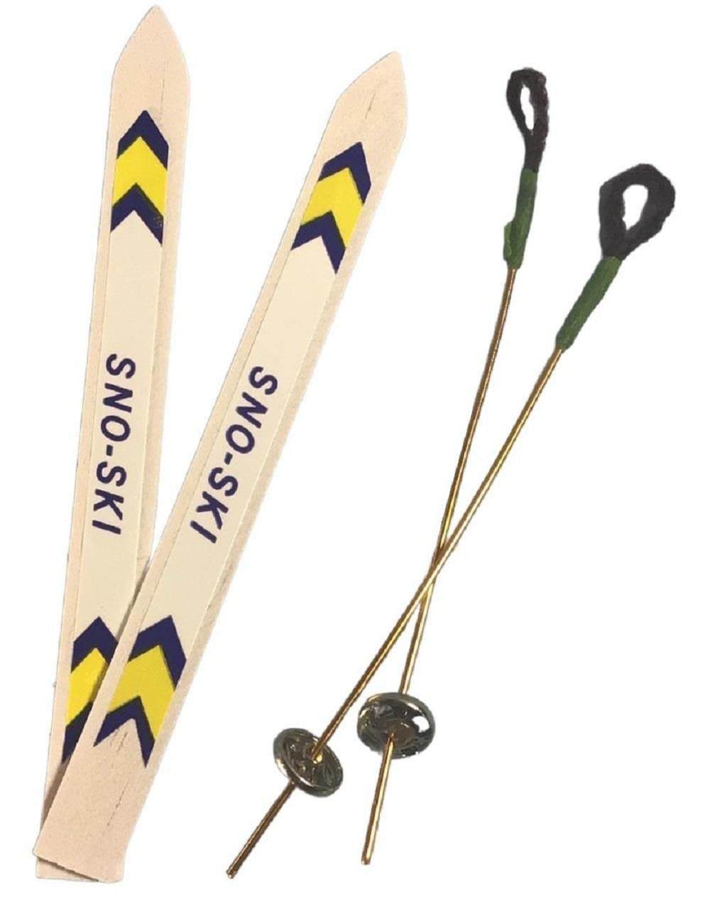 Melody Jane Dollhouse Winter Accessory - Snow Mountain Skis & Ski Poles Set for Dolls | Miniature Ski Equipment for Dollhouse Play | Perfect for Winter-Themed Doll Scenes & Collectors Display