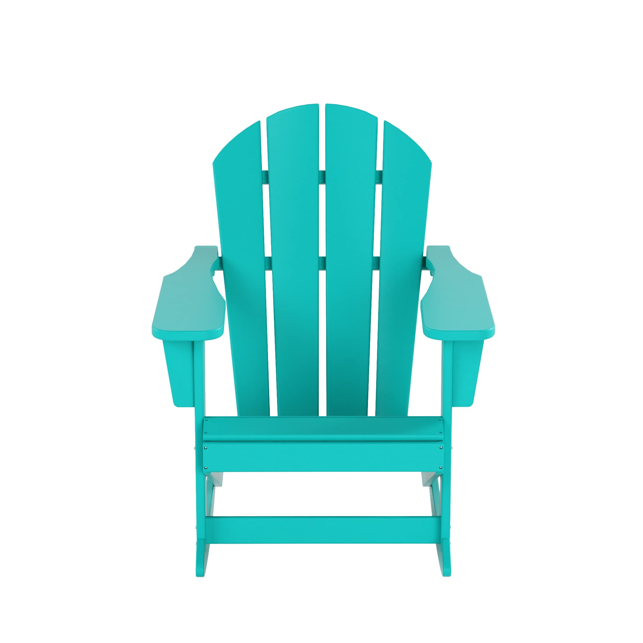 WO Home Furniture 3-Piece Patio Rocking Chair Set - Classic Outdoor Adirondack Rocker Chairs with Matching Table in Turquoise - Perfect for Backyard, Garden, Deck, and Poolside Relaxation