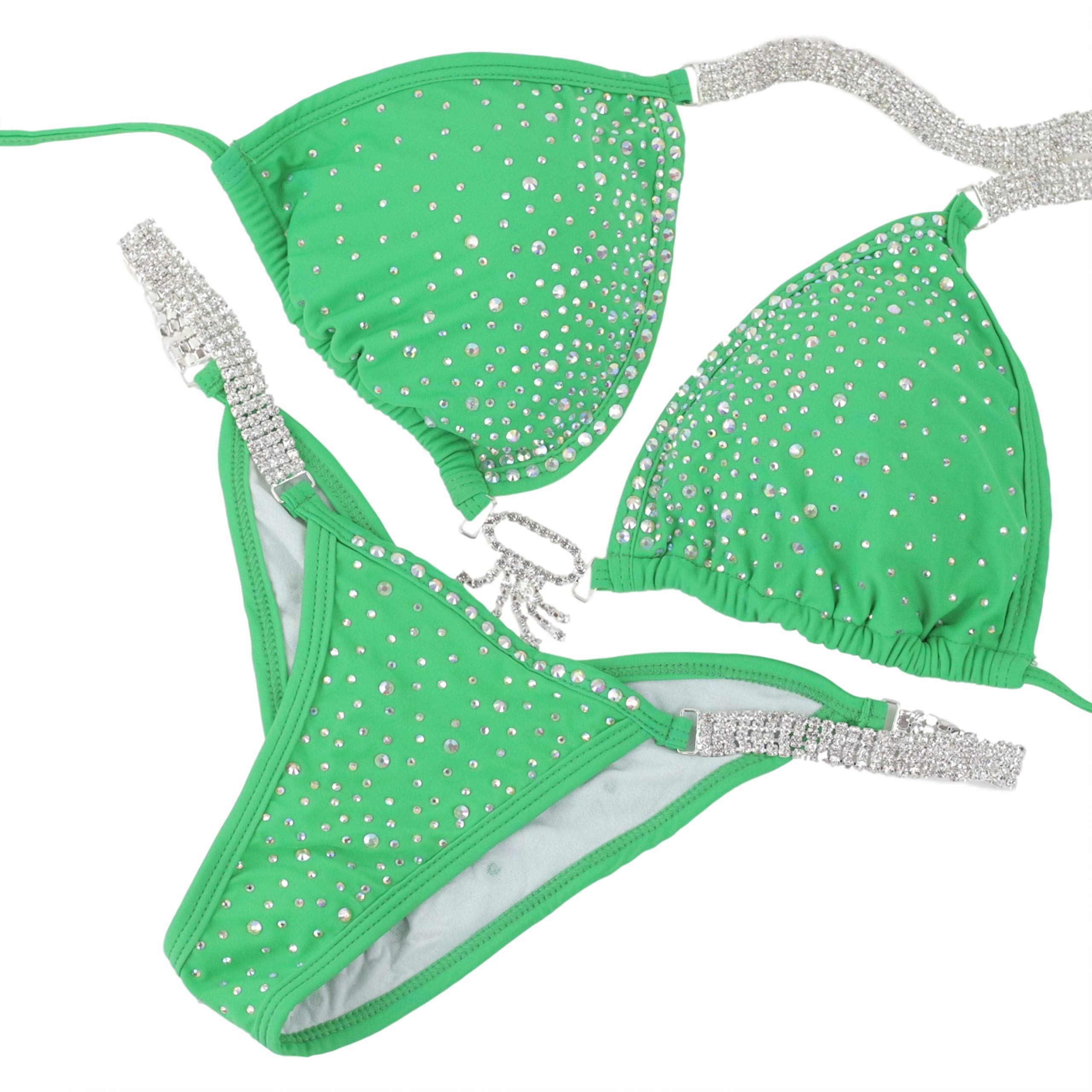 Women's Green Bikini Competition Suit - High Performance Swimwear for Bodybuilding, Fitness Shows & Beach Vacations