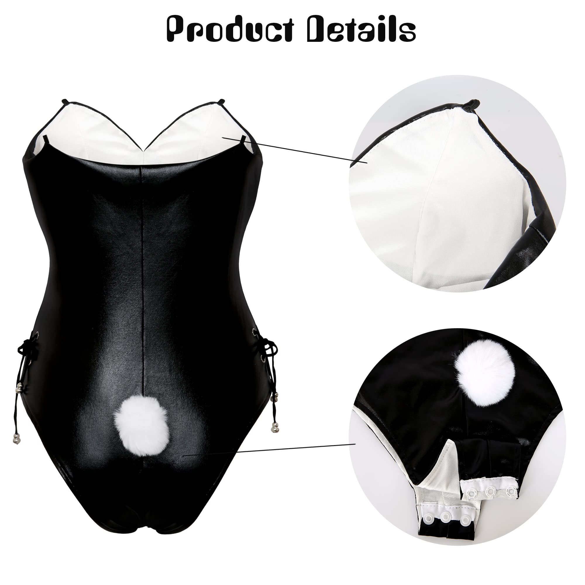 Angelaicos Women's Bunny Costume Set - Senpai Cosplay Outfit with Bodysuit & Stockings for Halloween, Party, Roleplay & Anime Conventions