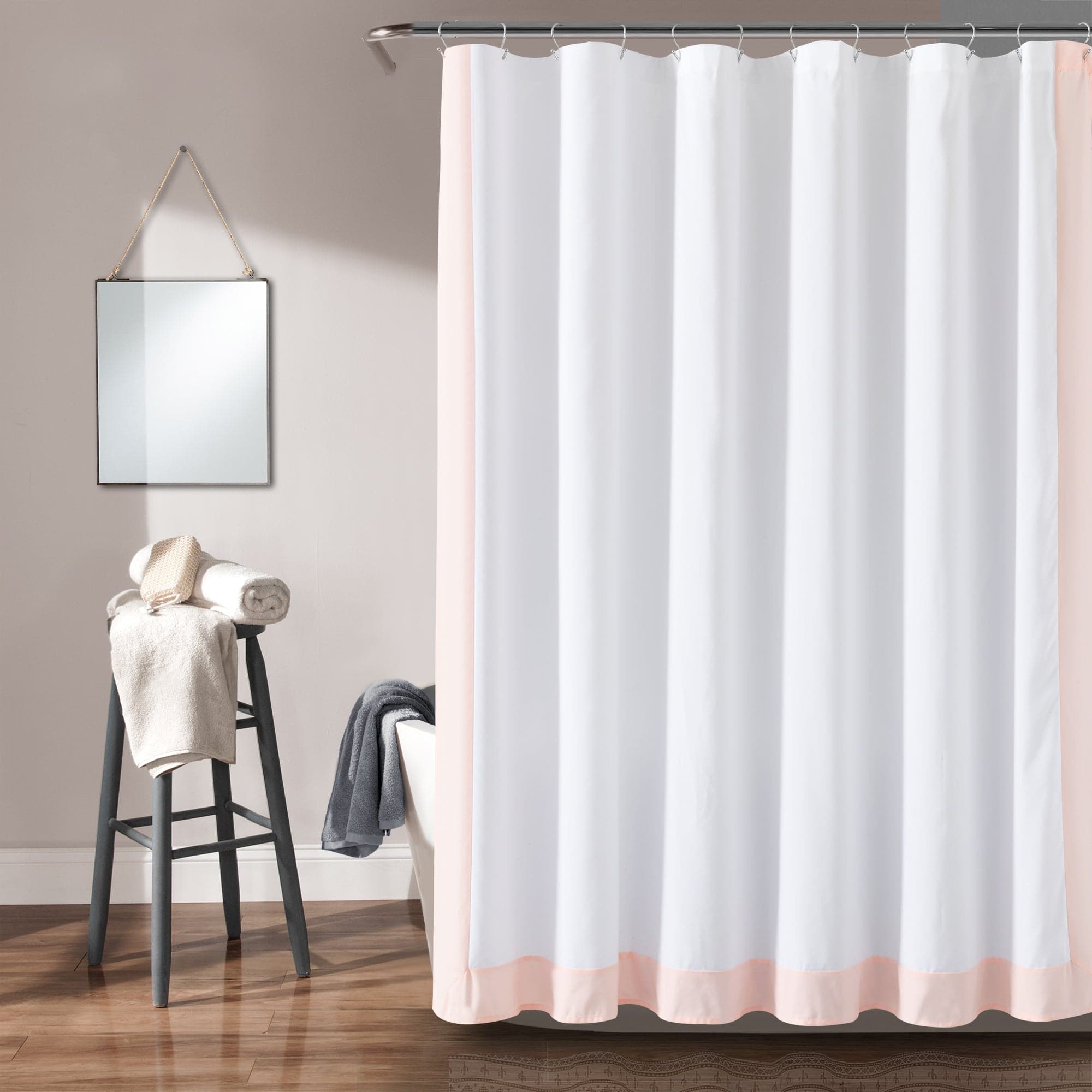 Waterproof Block Border Shower Curtain - Modern Bathroom Decor for Home & Hotel Use - Perfect for Bathrooms, Showers, and Spa Areas