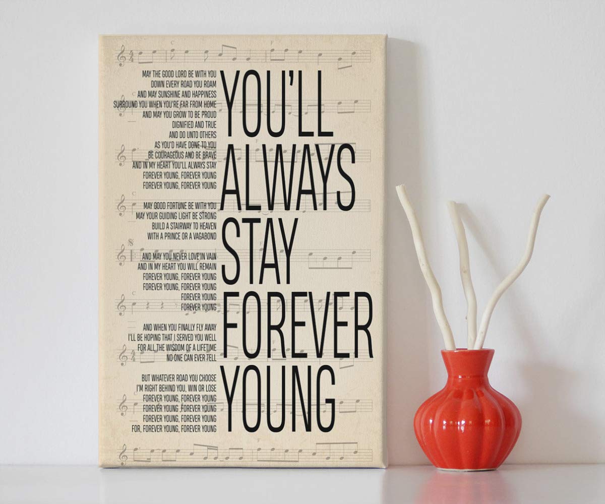 Forever Young Lyrics Canvas Print - 8x12 Wall Art for Home Decor