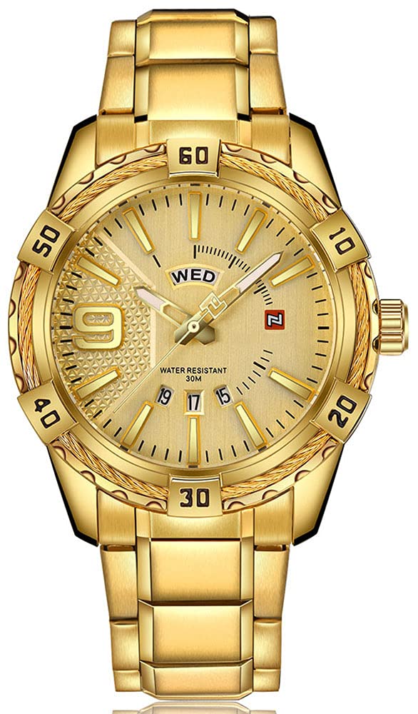 Luxury Men's Analog Day Date Quartz Watch - Waterproof Stainless Steel Business Wristwatch for Men | Perfect for Office, Formal Events & Everyday Wear