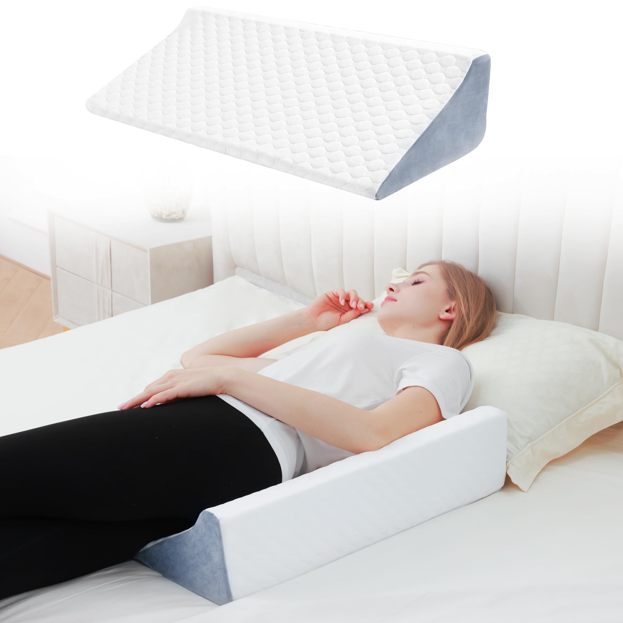 Orthopedic Bed Wedge Pillow for Side Sleepers - Knee & Back Support Pillow for Pregnancy, Post-Surgery & Pain Relief - Perfect for Sleeping, Reading & Recovery