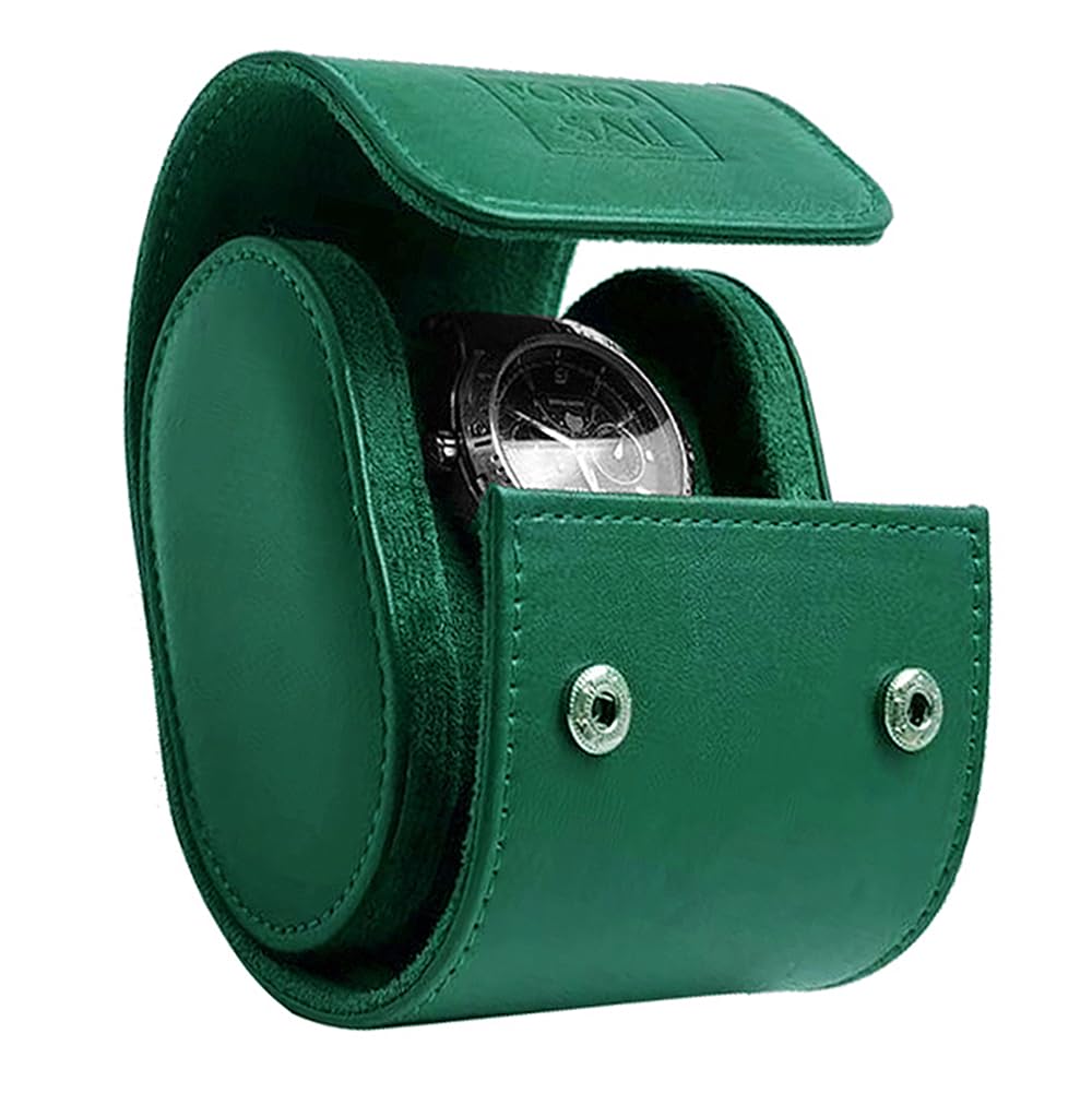 Premium Leather Watch Roll Travel Case for Men & Women - Single Watch Storage Organizer & Display Box - Perfect for Travel, Business Trips & Watch Collection Organization