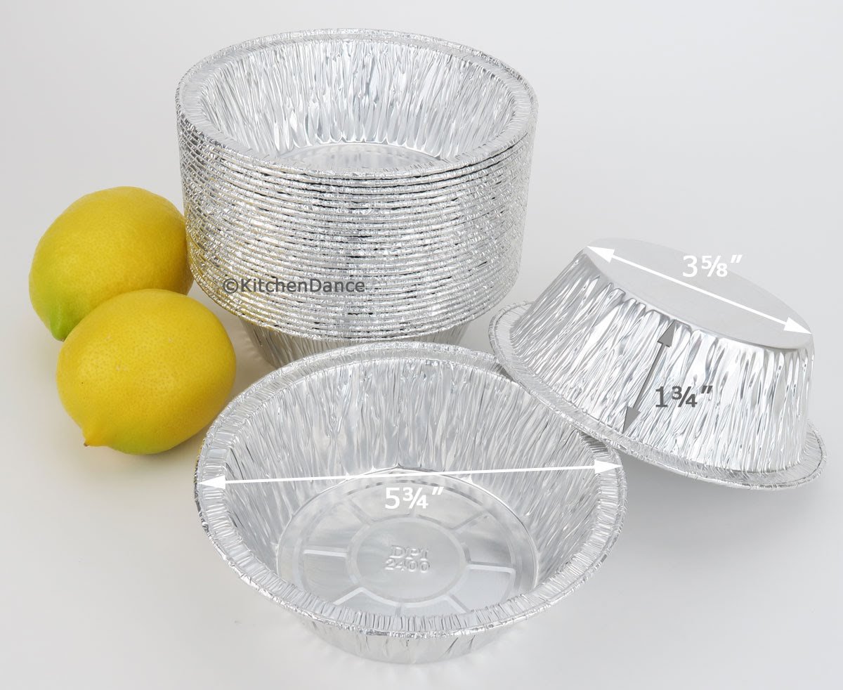 Durable Disposable Aluminum Foil Baking Pans - 5 3/4 Inch Round Extra Deep Oven-Safe Meat Pans for Pot Pies, Quiches & Casseroles (Pack of 50) - Perfect for Home Baking, Meal Prep & Party Catering
