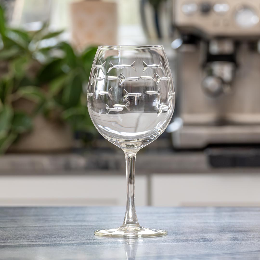 Premium 18oz Balloon Red Wine Glasses Set of 12 - Elegant Fish School Design - Perfect for Dinner Parties, Wine Tasting & Home Decor