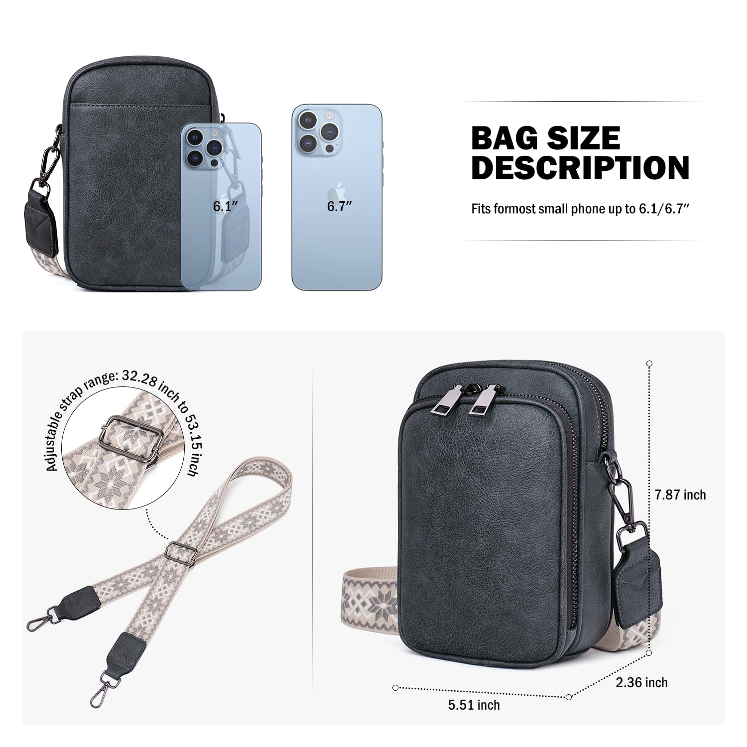 Trendy Vegan Leather Crossbody Bag for Women - Small Cell Phone Purse with Built-in Wallet | Perfect for Everyday Use, Travel & Shopping