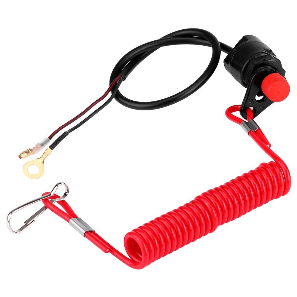 Waterproof Marine Safety Tether Switch - Engine Kill Stop Switch for Outboard Motors & Motorcycles - Durable Black & Red Emergency Lanyard - Perfect for Boating, Jet Ski, Lawn Mower & Powersports Safety
