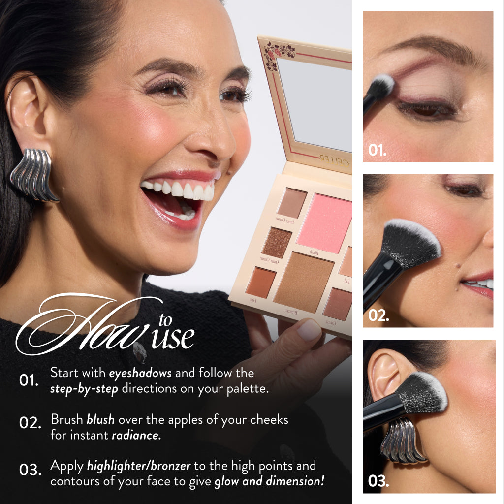 Jet Set Ready 4-in-1 Face Palette for Travel & Party Makeup | Compact Makeup Kit for On-the-Go Beauty