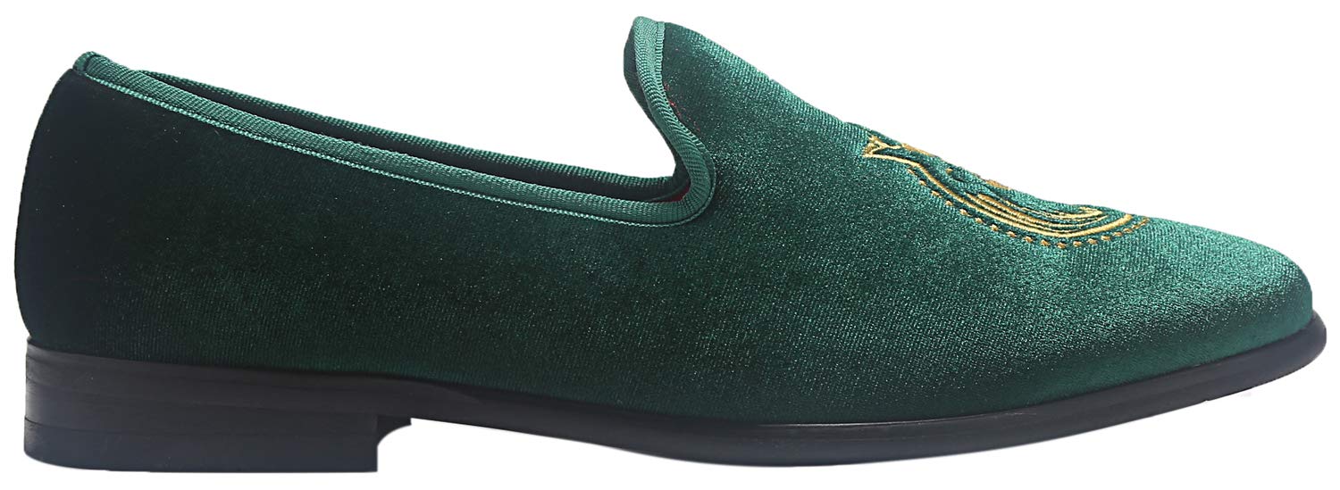 ELANROMAN Men's Velvet Loafers - Fashion Embroidered Slip-On Dress Shoes for Wedding, Prom, Party & Formal Occasions - Comfortable & Stylish Casual Wear