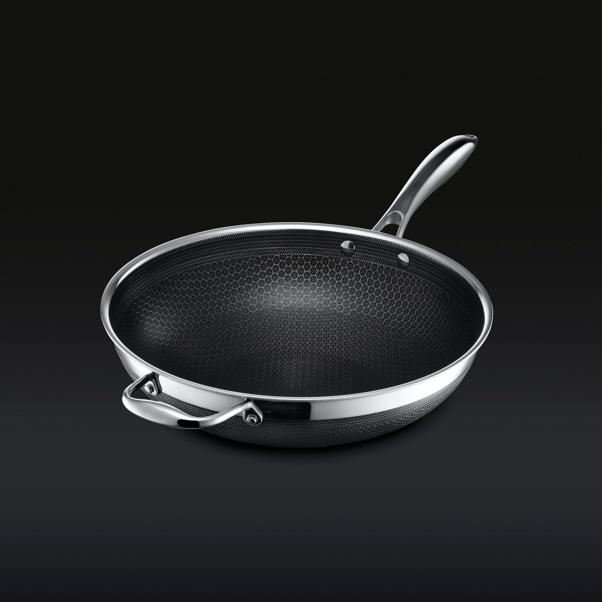 30 cm Hybrid Wok Pan - Nonstick Carbon Steel Stir Fry Pan with Wooden Handle - Perfect for Asian Cooking, Stir Frying, Sauteing & Deep Frying - Ideal for Home Chefs & Professional Kitchens