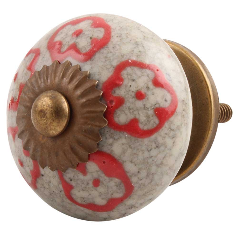 Premium 16-Piece Ceramic Flower Red Drawer Knobs - Handcrafted Cabinet Pulls for Kitchen, Dresser & Furniture (Vintage Home Decor Upgrade) | Durable & Stylish Hardware for Cabinets, Drawers & DIY Projects
