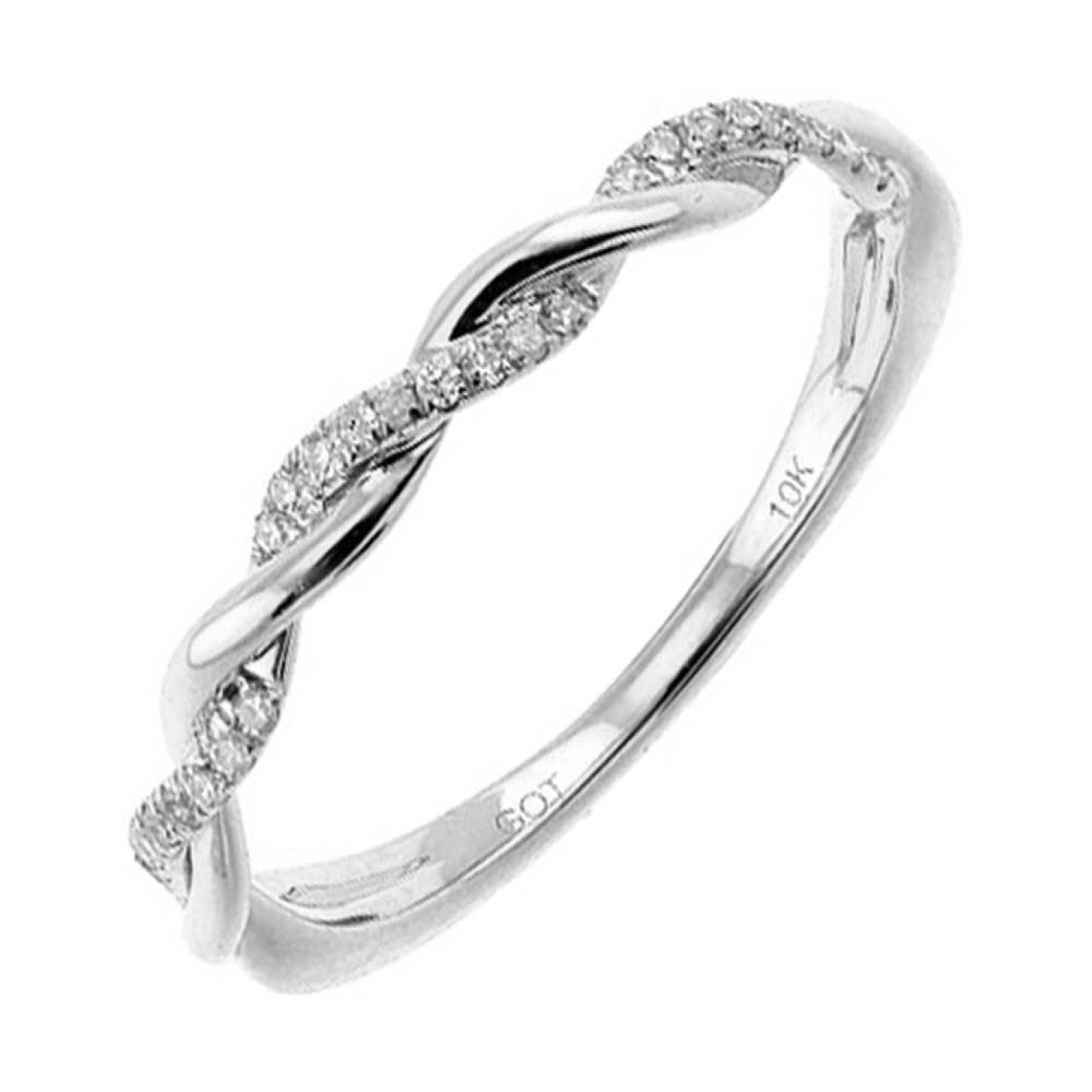 Diamond Petite Twist Band Ring - 14K Rose, Yellow & White Gold Options | Elegant Stackable Ring for Everyday Wear & Special Occasions