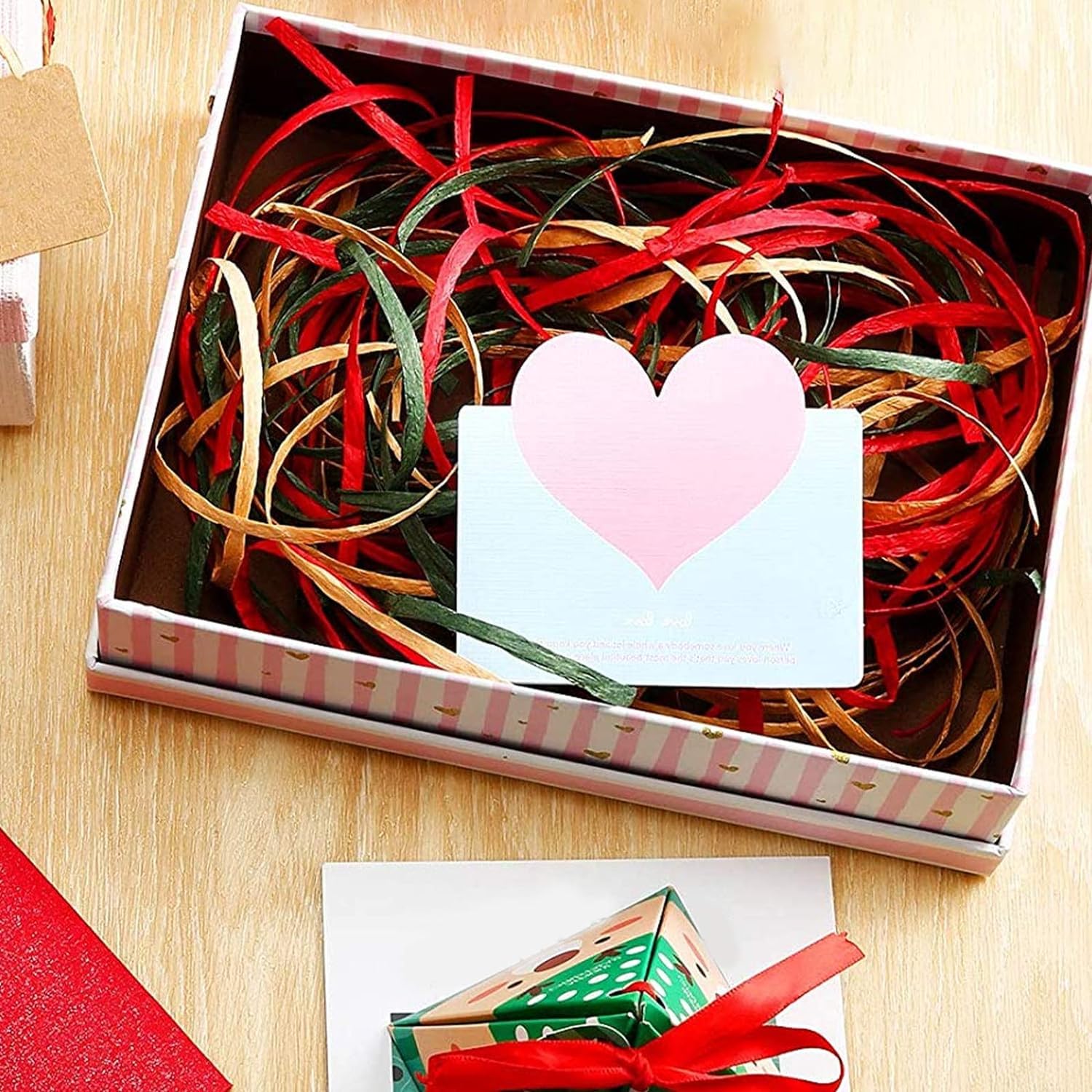 3 Roll Ribbon Set - 65 Feet/20M Each (Red, Green, Kraft Paper) - Christmas Holiday DIY Decorations, Gift Wrapping & Crafting Supplies - Perfect for Tree Trimming, Present Packaging & Party Decor