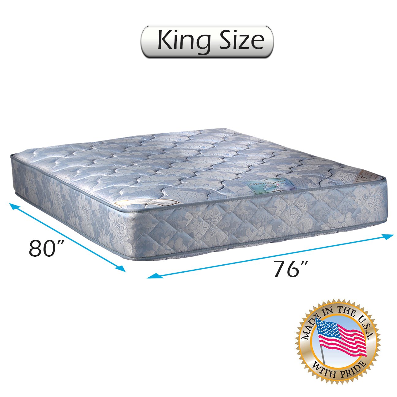 Premium Orthopedic Two-Sided Mattress with Mattress Protector - Blue King Size (76