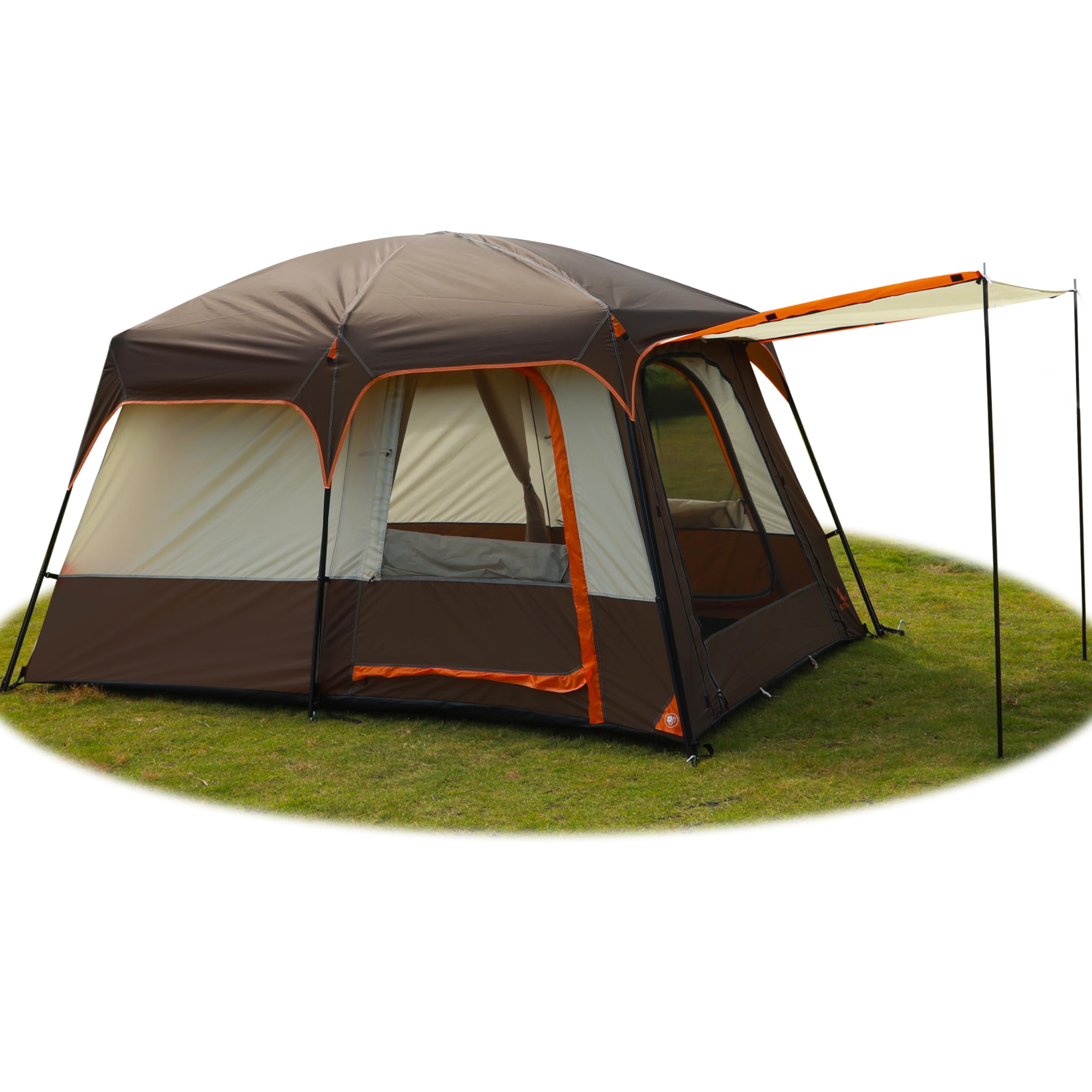 KTT Large Family Camping Tent for 6-8 Person, Waterproof Straight Wall Cabin Tent with 3 Doors & 3 Mesh Windows - Perfect for Outdoor Adventures, Picnics, Family Gatherings & Backyard Camping