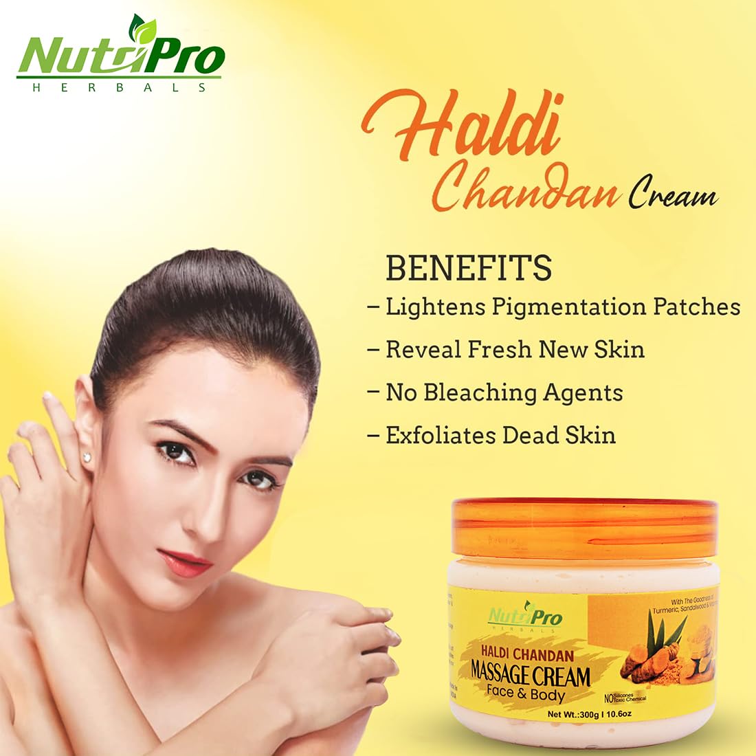 NutriPro Haldi Chandan Facial Kit 1200gm - 4-Piece Skincare Set with Scrub, Mask, Moisturizer & Face Gel for Radiant Glowing Skin | All Skin Types | Daily Beauty Routine & Spa Treatment