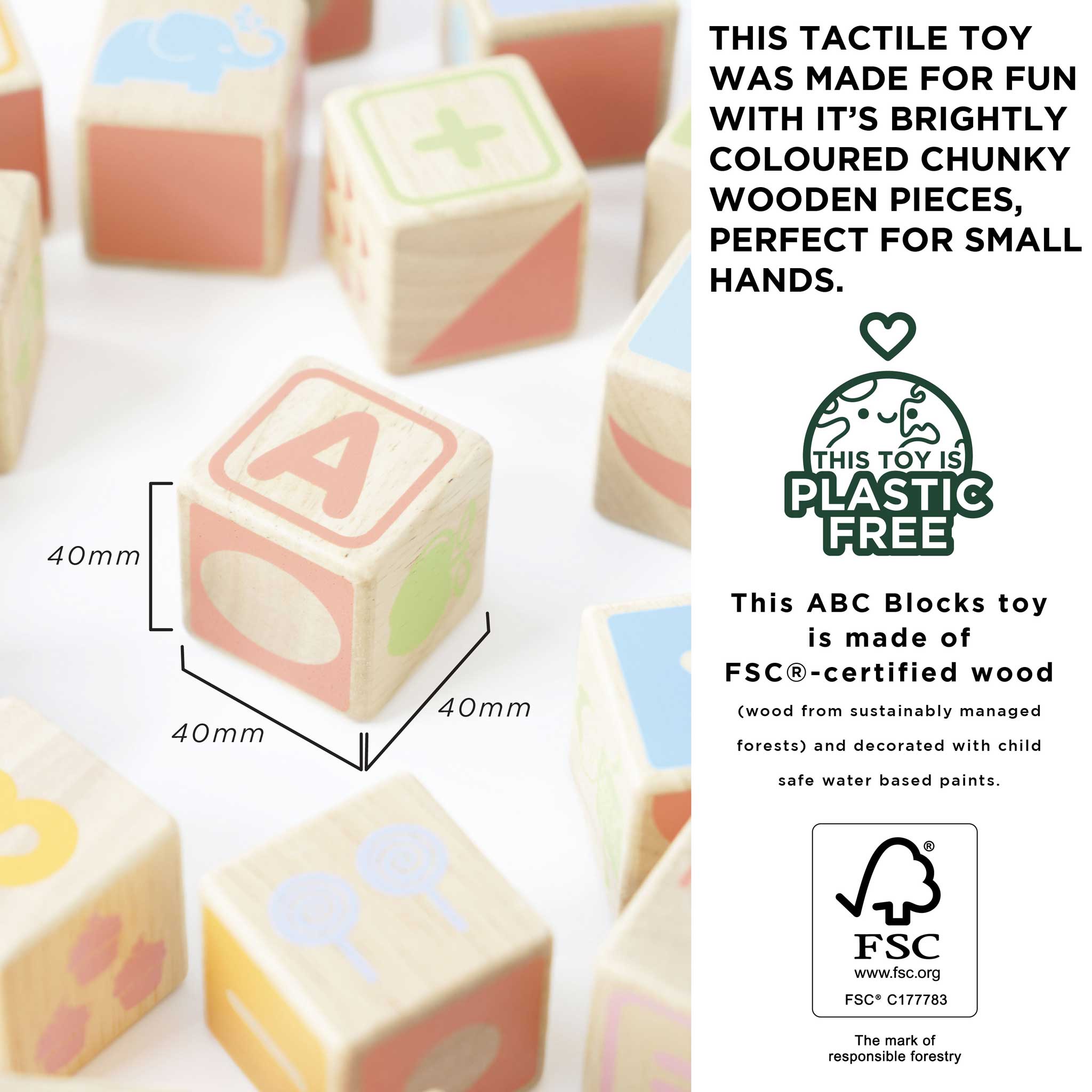 ABC Wooden Blocks for Toddlers - Natural Wood Building Toys for Kids, Educational STEM Learning Toys for Preschoolers - Perfect for Classroom, Playroom & Birthday Gifts