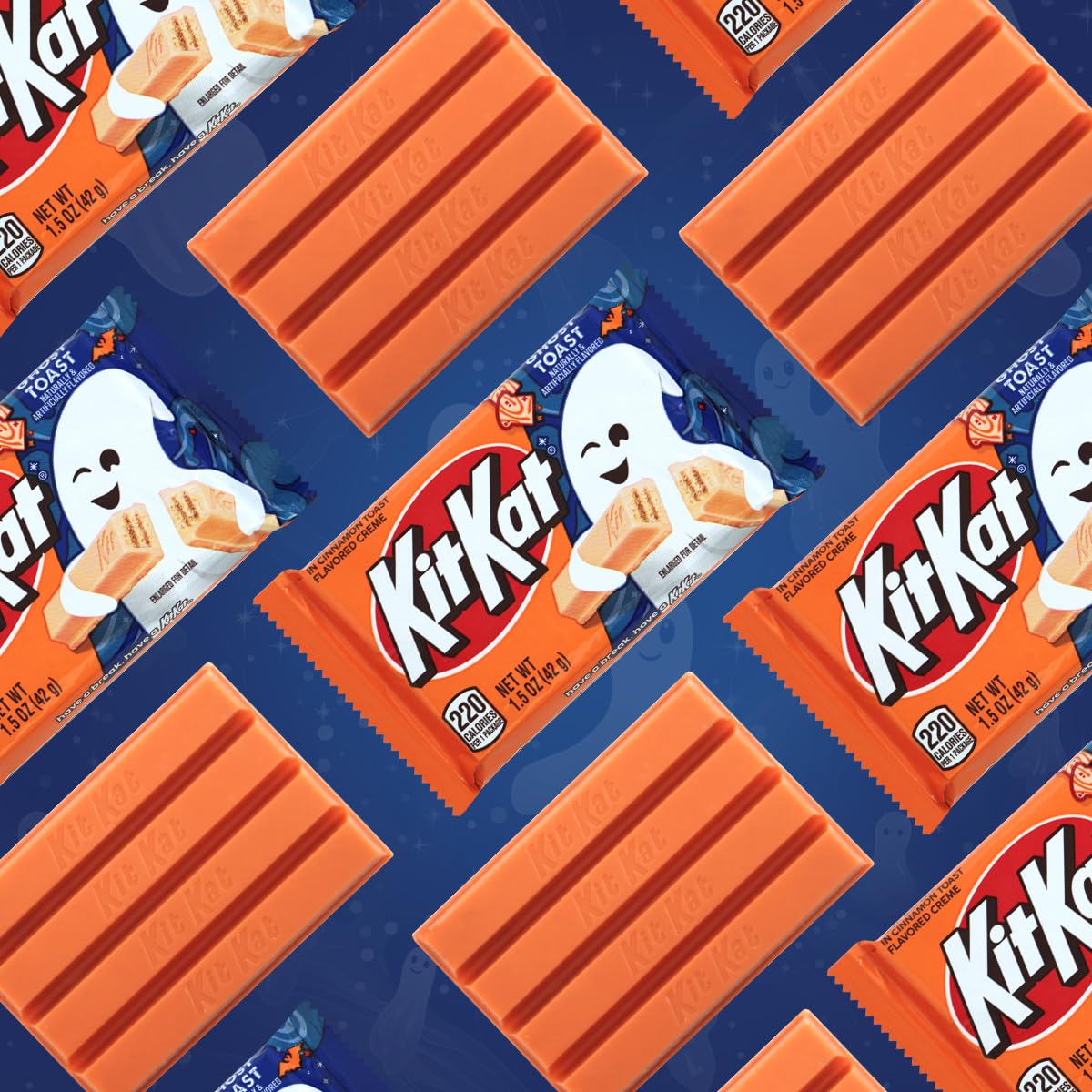 KATIES KANDY KORNER KitKat Milk Chocolate Candy Bars - Cinnamon Flavored Ghost Toast (1.5oz Each, Pack of 8) | Halloween Treats, Party Favors, Gift for Ghost Lovers | Perfect for Trick-or-Treating, Movie Nights & Spooky Celebrations