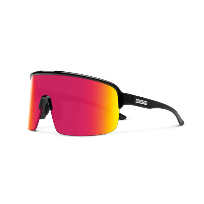 Amplify Sunglasses - Black Frame with Polarized Red Mirror Lens for Men & Women - UV Protection, Anti-Glare - Perfect for Driving, Running, Outdoor Sports & Beach Activities