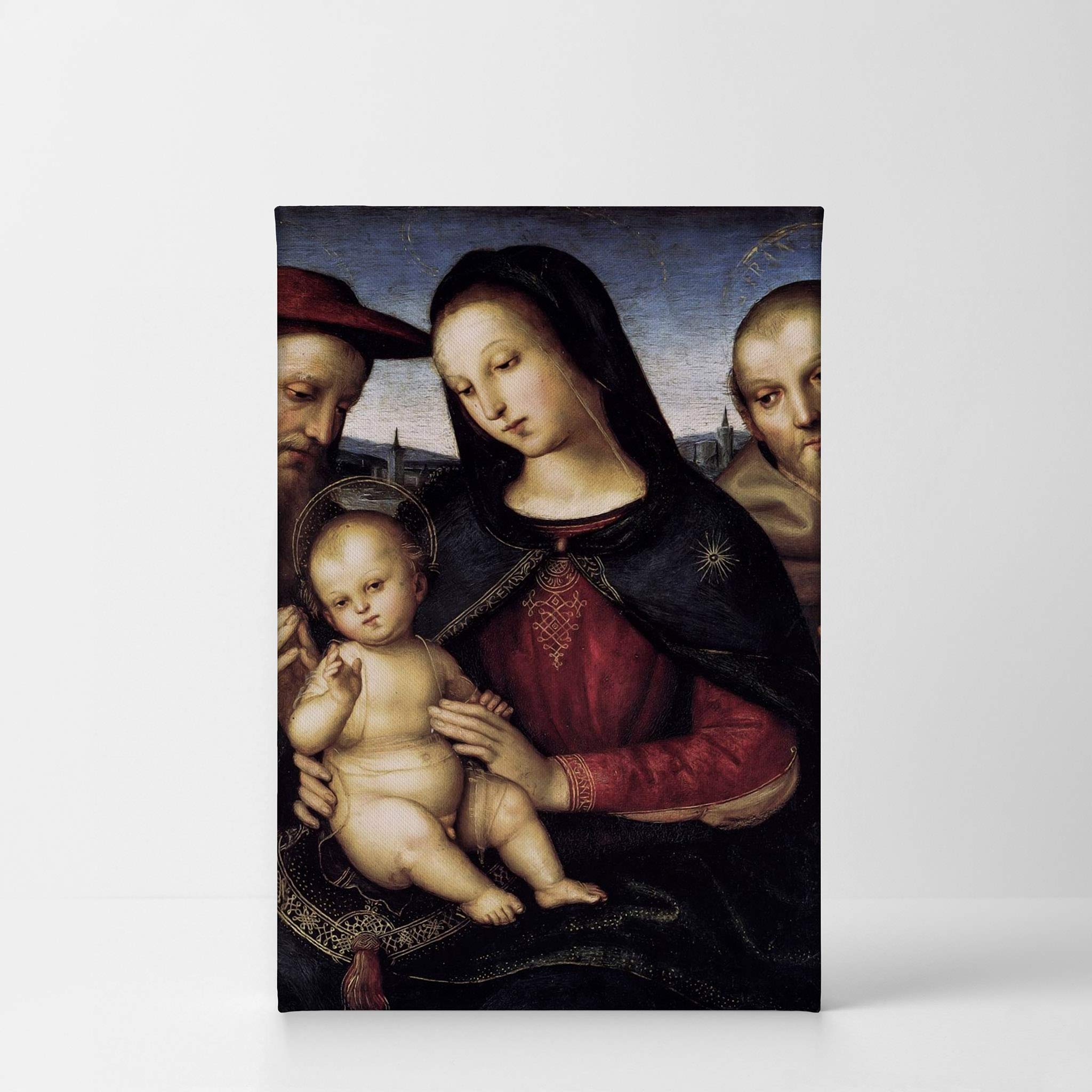 Raphael Madonna with Child and Saints Canvas Print - Famous Renaissance Oil Painting Reproduction, 36x24 Inch Wall Art Decor - Ready to Hang, Made in USA - Perfect for Living Room, Bedroom & Office Decor