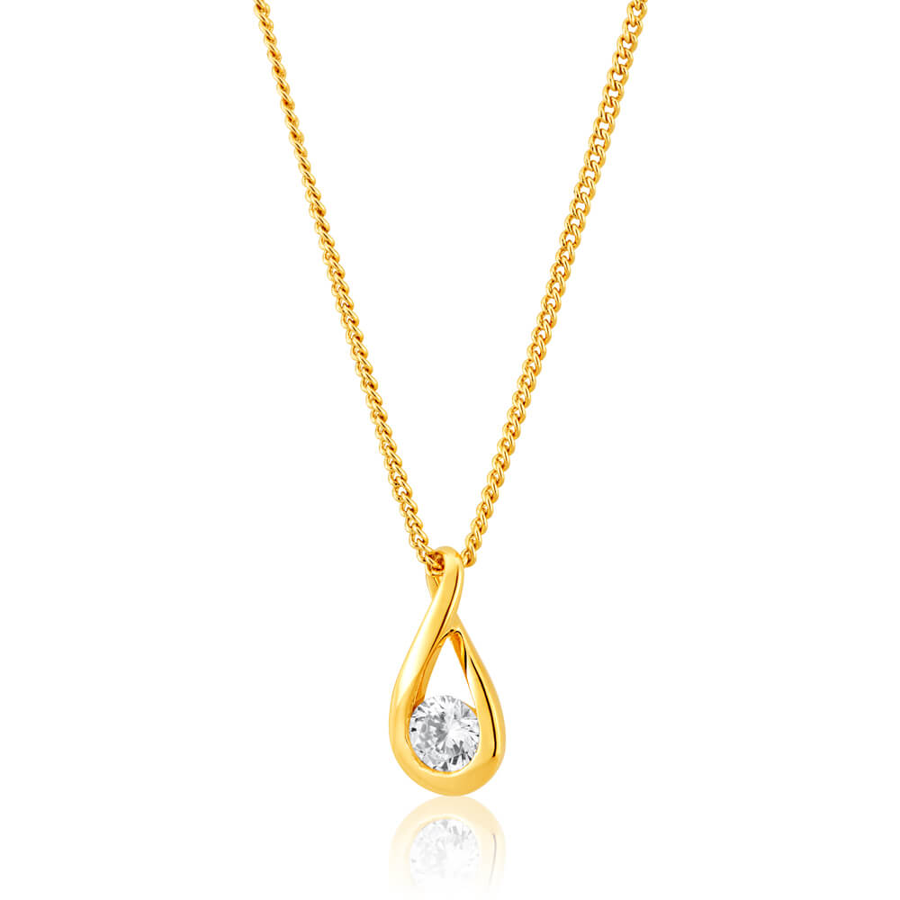 9ct Yellow Gold Infinity Pendant with Cubic Zirconia - Elegant Jewelry Gift for Women, Perfect for Anniversaries, Birthdays & Special Occasions