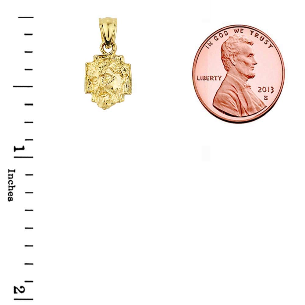 14K Yellow Gold Jesus Face on Cross Charm Pendant - Small Religious Jewelry for Women & Men - Perfect for Daily Wear, Church, Baptism & Gift Giving