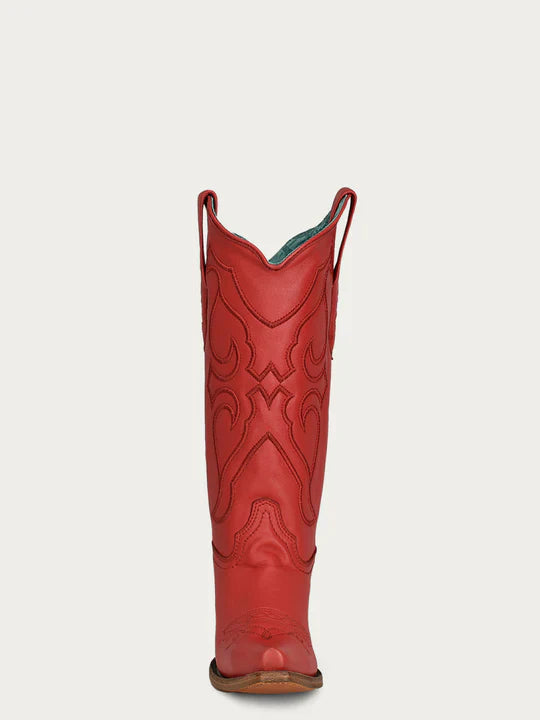 Z5076 Women's Ruby Red Embroidered Tall Top Snip Toe Cowboy Boots - Perfect for Country Dancing, Rodeos & Western Fashion