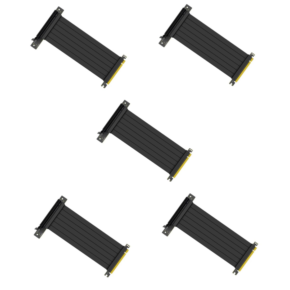 OSALADI 5-Pack 90 Degree PCIe Extension Cable - 16x Riser Adapter with Gold Plated Connectors & Copper Core for Gaming PC, Mining Rig, and Workstation Builds | High-Speed Data Transfer | Durable Flexible Wire | Perfect for Compact Cases and Multi-GPU Setups