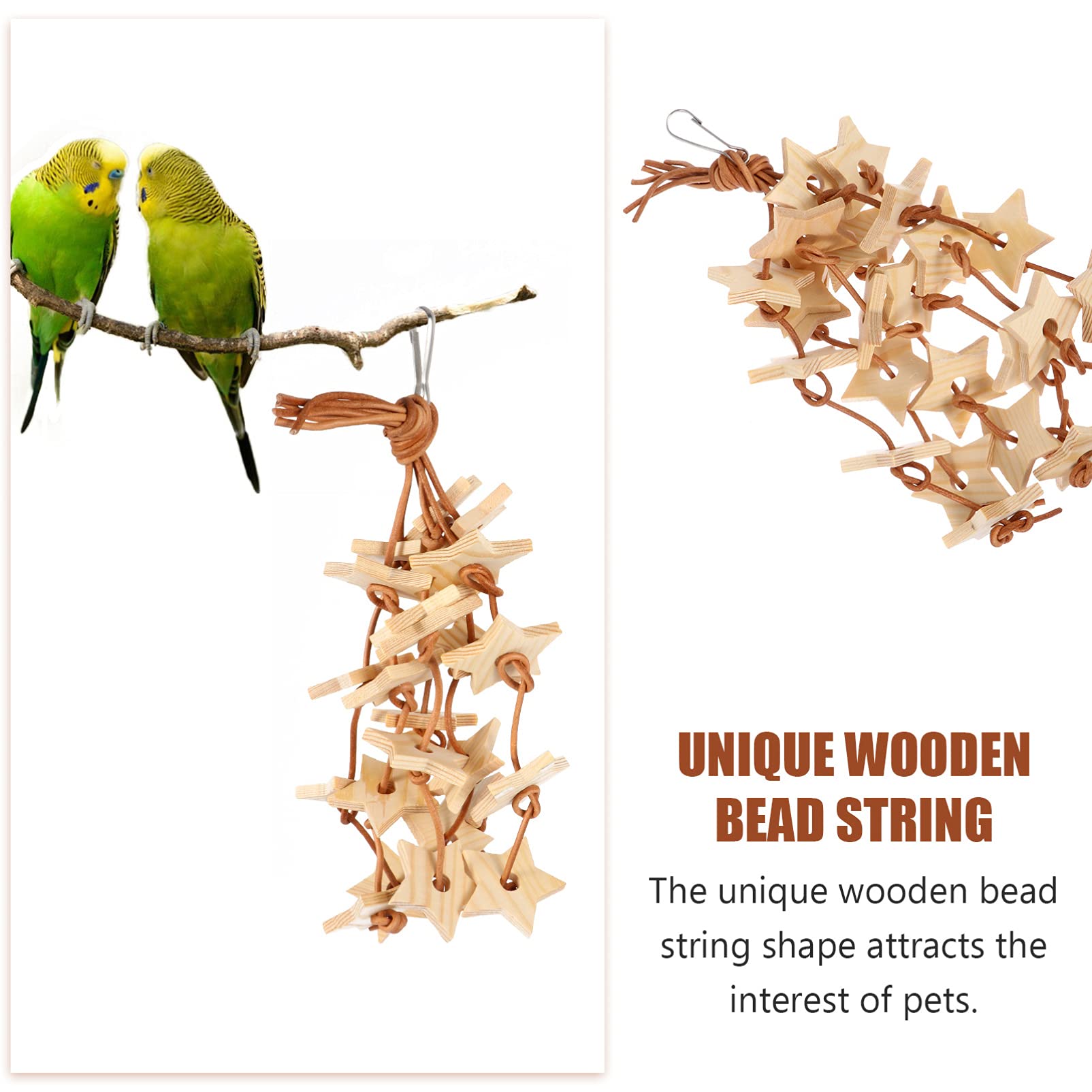 Balacoo Wooden Star Chew Toy for Parrots - Hanging Cage Toy for Birds, Chewing & Grinding Pendant - Natural Wood Molar Toy for Parrot Beak Care - Perfect for Playtime & Stress Relief in Bird Cages